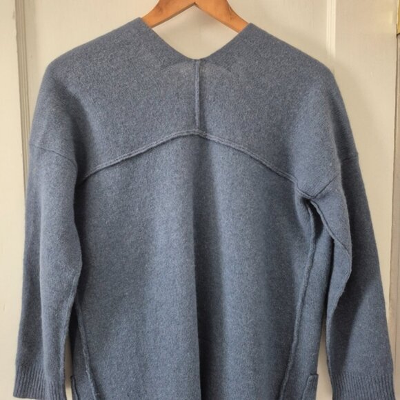 Monk & Lou Slate Blue Open Front Lambswool Angora Cardigan Sweater Sz XS - Picture 7 of 13